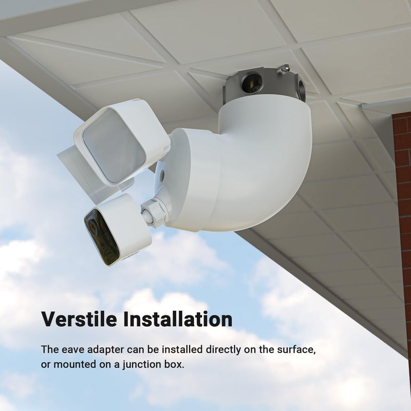 Holicfun Eave Mount for Ring Floodlight Cam Wired Plus/Pro, Ring Smart Lighting Floodlight Wired, Blink Wired Floodlight Camera, Wyze Floodlight Camera v2/Pro, and Roku Floodlight Camera - White - Image 5